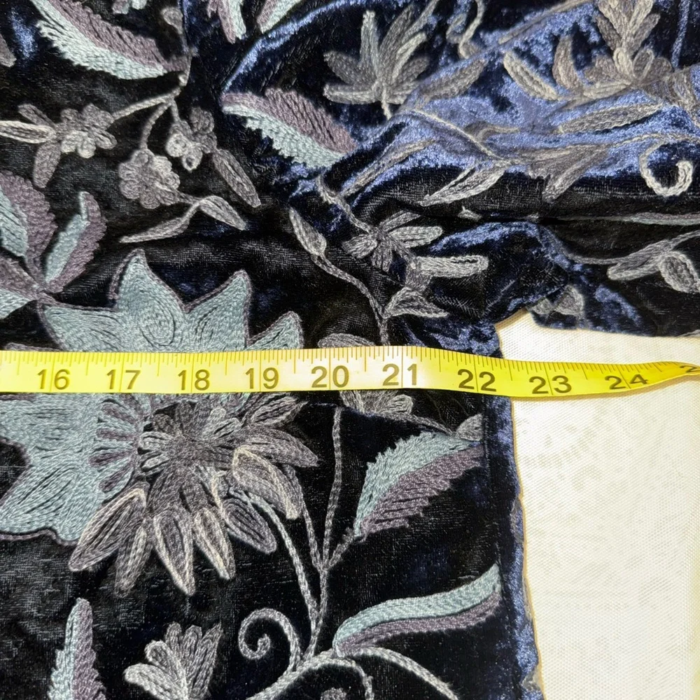 Soft Surroundings Navy Blue Velvet Embroidered Trench Coat - Picture 16 of 16